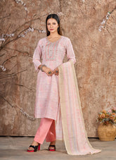Pink Colour Party Wear Lilan Cotton Salwar Suit